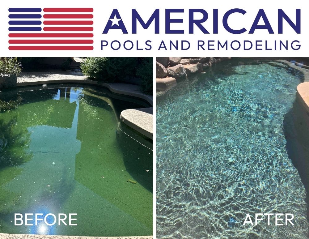 Green pool restored with weekly pool service and algae removal in Arizona