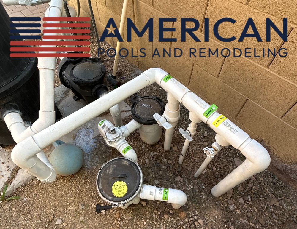 Pool plumbing and equipment lines in Arizona used for leak detection and system inspection during remodeling