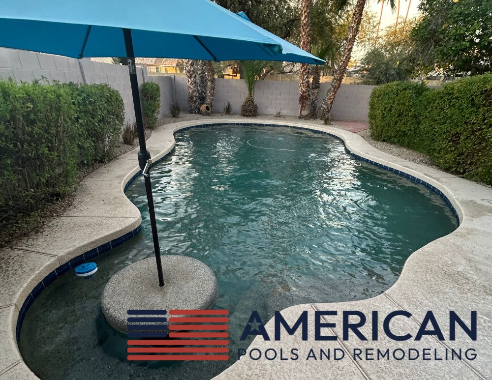 Clean pool maintained with professional weekly pool service in Arizona showing clear water and proper circulation