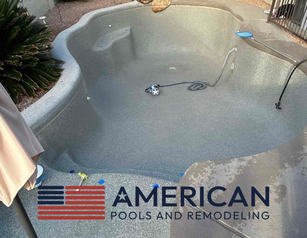 Drained pool in Arizona showing exposed surface during maintenance or water replacement