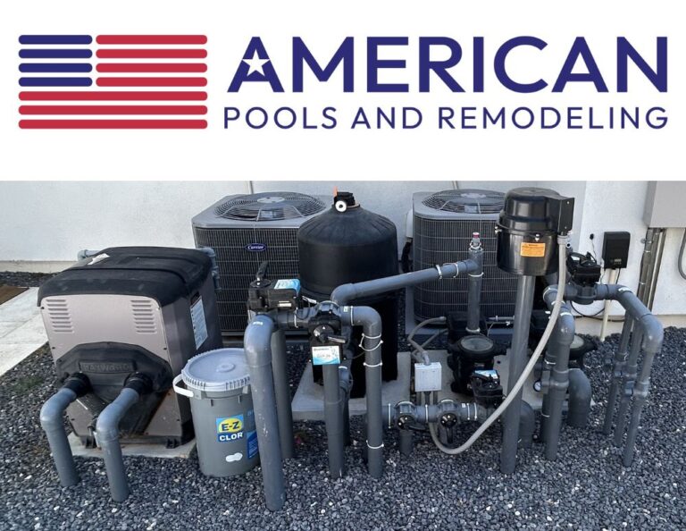 pool equipment system in Arizona heat with pump filter heater and plumbing setup