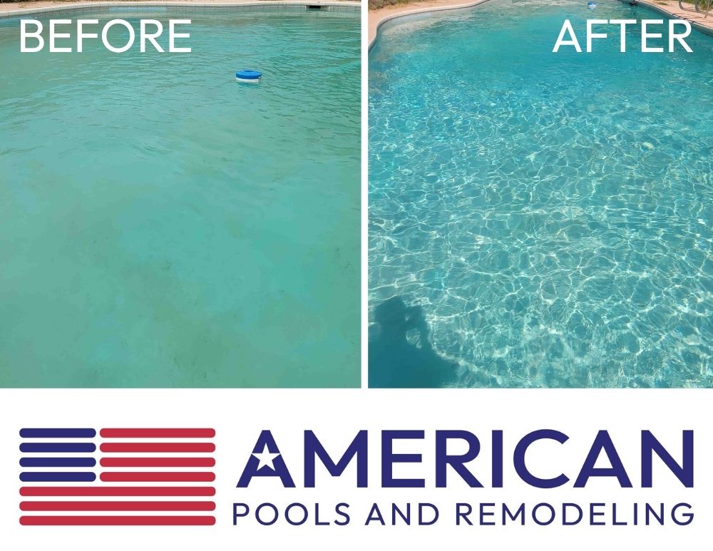 cloudy pool water spring Arizona before and after pool cleaning service East Valley