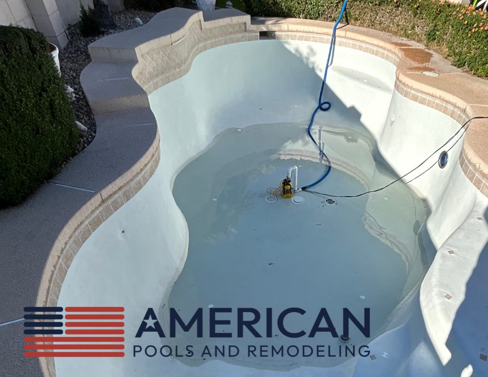 Pool draining process with pump removing water in Arizona