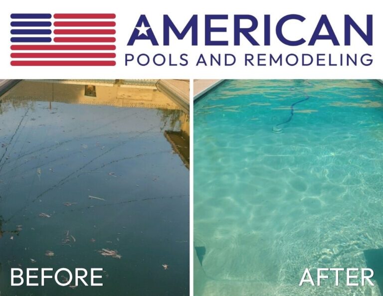 green pool from neglected pool service before and after cleaning in Arizona
