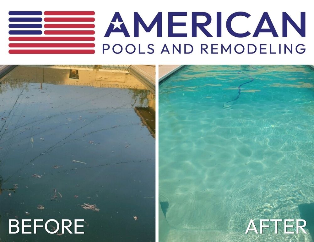 green pool from neglected pool service before and after cleaning in Arizona