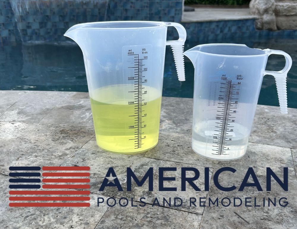 measuring pool chemicals during weekly pool service in Arizona
