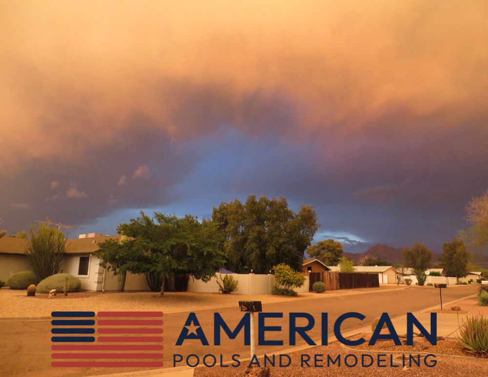 Arizona monsoon storm clouds over an East Valley neighborhood during monsoon season