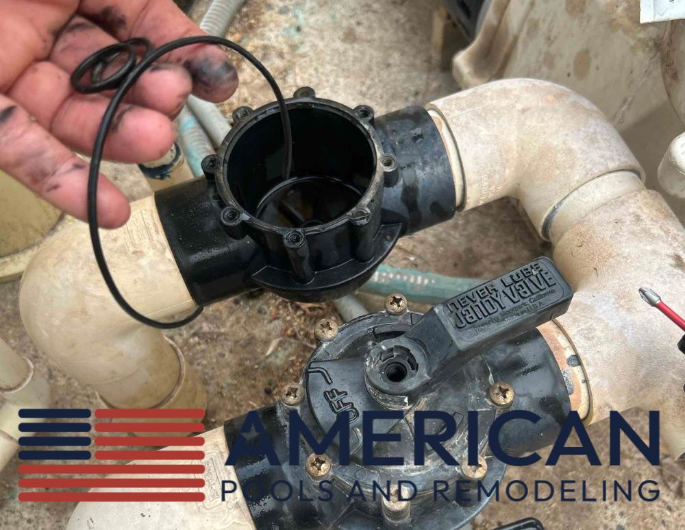 Worn O-rings being replaced on Arizona pool equipment during a routine maintenance and repair service.